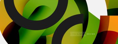 Yuvarlak şekiller daireler ve diğer geometrik şekiller. Duvar kağıdı afişi arkaplan kartı veya iniş sayfası için vektör illüstrasyonu