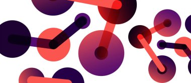 Soyut arkaplan. Yuvarlak noktalar çizgilerle birleşti. Duvar kağıdı, afiş, arkaplan veya iniş için moda tekno iş şablonu