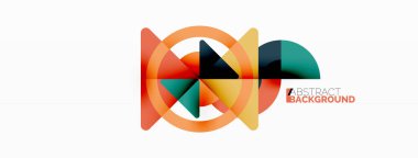 Yaratıcı geometrik duvar kağıdı. Asgari soyut arkaplan. Duvar kağıdı arkaplanı veya iniş sayfası için üçgenler ve daireler kompozisyon vektör çizimi