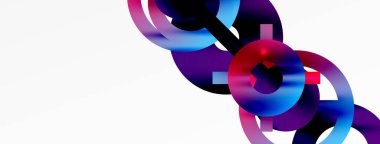 Minimum geometrik soyut arkaplan. Parlak ve parlak daire, çizgi ve yuvarlak şekiller tasarım. Duvar kağıdı, afiş, arkaplan veya iniş için moda tekno iş şablonu