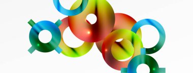 Minimum geometrik soyut arkaplan. Parlak ve parlak daire, çizgi ve yuvarlak şekiller tasarım. Duvar kağıdı, afiş, arkaplan veya iniş için moda tekno iş şablonu