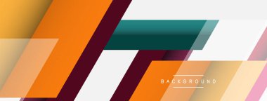 Vektör arkaplanı. Gölge efektli soyut örtüşen renk çizgileri tasarımı. Duvar kağıdı afişi için resim arkaplanı veya iniş sayfası