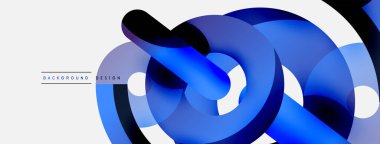 Yuvarlak şekiller daireler ve diğer geometrik şekiller. Duvar kağıdı afişi arkaplan kartı veya iniş sayfası için vektör illüstrasyonu