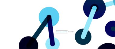 Soyut arkaplan. Yuvarlak noktalar çizgilerle birleşti. Duvar kağıdı, afiş, arkaplan veya iniş için moda tekno iş şablonu