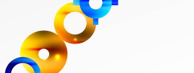 Minimum geometrik soyut arkaplan. Çember, çizgi ve yuvarlak şekiller tasarımı. Duvar kağıdı, afiş, arkaplan veya iniş için moda tekno iş şablonu