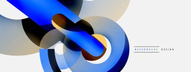 Yuvarlak şekiller daireler ve diğer geometrik şekiller. Duvar kağıdı afişi arkaplan kartı veya iniş sayfası için vektör illüstrasyonu