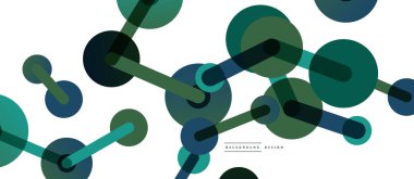 Soyut arkaplan. Yuvarlak noktalar çizgilerle birleşti. Duvar kağıdı, afiş, arkaplan veya iniş için moda tekno iş şablonu