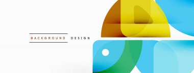 Renkli minimetrik geometrik soyut arkaplan. Yuvarlak elementlerle üçgen şekli, daireler. Duvar kağıdı, afiş, arkaplan veya iniş için moda tekno iş şablonu