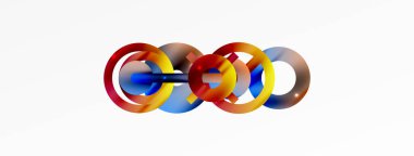 Minimum geometrik soyut arkaplan. Parlak ve parlak daire, çizgi ve yuvarlak şekiller tasarım. Duvar kağıdı, afiş, arkaplan veya iniş için moda tekno iş şablonu