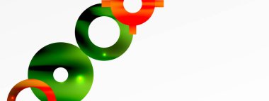 Minimum geometrik soyut arkaplan. Parlak ve parlak daire, çizgi ve yuvarlak şekiller tasarım. Duvar kağıdı, afiş, arkaplan veya iniş için moda tekno iş şablonu