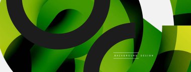 Yuvarlak şekiller daireler ve diğer geometrik şekiller. Duvar kağıdı afişi arkaplan kartı veya iniş sayfası için vektör illüstrasyonu