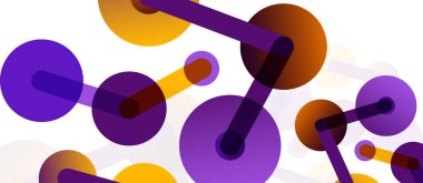 Çizgi noktaları geometrik soyut arkaplan bağlantıları. Çizgilerle birbirine bağlı çemberler. Duvar kağıdı, afiş, arkaplan veya iniş için moda tekno iş şablonu