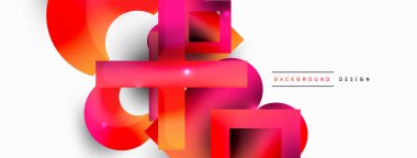 Minimum geometrik soyut arkaplan. İlkel şekiller kompozisyon arkaplanı. Duvar kağıdı, afiş, arkaplan veya iniş için moda tekno iş şablonu