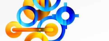 Çember bileşimi soyut arkaplan. Duvar kağıdı, afiş, arkaplan veya iniş için moda tekno iş şablonu