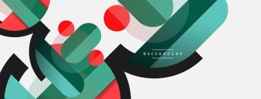 Geometrik şekiller bileşim soyut arkaplan. Çember çizgileri ve dikdörtgenler. Duvar kağıdı afişi veya iniş sayfası için vektör illüstrasyonu