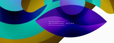 Renkli geometrik şekilli soyut arkaplan. Yuvarlak şekilli, daire ve çizgilerle çok güzel bir arka plan. Geometrik tasarım. Vektör illüstrasyonu