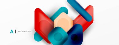 Renkli geometrik şekiller çizgiler, kareler ve üçgenler. Duvar kağıdı, pankart veya iniş sayfası için soyut arkaplan