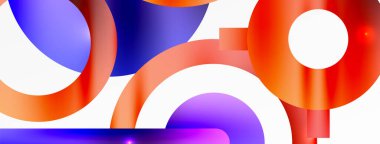 Minimum geometrik soyut arkaplan. Çember, çizgi ve yuvarlak şekiller tasarımı. Duvar kağıdı, afiş, arkaplan veya iniş için moda tekno iş şablonu