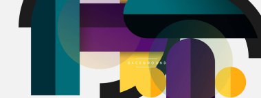 Yuvarlak geometrik şekiller çizgiler ve daireler. Duvar kağıdı afişi ya da iniş sayfası için vektör şablonu