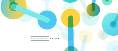 Çizgi noktaları geometrik soyut arkaplan bağlantıları. Çizgilerle birbirine bağlı çemberler. Duvar kağıdı, afiş, arkaplan veya iniş için moda tekno iş şablonu