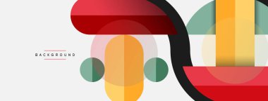 Yuvarlak geometrik şekiller çizgiler ve daireler. Duvar kağıdı afişi ya da iniş sayfası için vektör şablonu