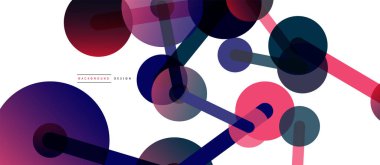 Çizgi noktaları geometrik soyut arkaplan bağlantıları. Çizgilerle birbirine bağlı çemberler. Duvar kağıdı, afiş, arkaplan veya iniş için moda tekno iş şablonu