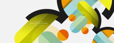 Yuvarlak geometrik şekiller çizgiler ve daireler. Duvar kağıdı afişi ya da iniş sayfası için vektör şablonu