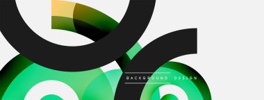 Yuvarlak şekiller daireler ve diğer geometrik şekiller. Duvar kağıdı afişi arkaplan kartı veya iniş sayfası için vektör illüstrasyonu