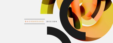 Yuvarlak şekiller daireler ve diğer geometrik şekiller. Duvar kağıdı afişi arkaplan kartı veya iniş sayfası için vektör illüstrasyonu