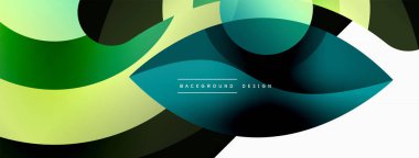 Renkli geometrik şekilli soyut arkaplan. Yuvarlak şekilli, daire ve çizgilerle çok güzel bir arka plan. Geometrik tasarım. Vektör illüstrasyonu