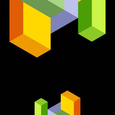 Soyut arkaplan. 3 boyutlu küp, küp elementler ve bloklar. Duvar kağıdı, afiş, arkaplan, iniş sayfası için tekno veya iş konsepti