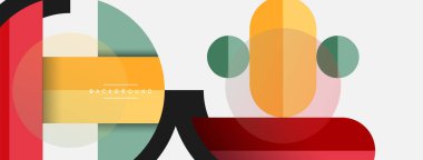 Yuvarlak geometrik şekiller çizgiler ve daireler. Duvar kağıdı afişi ya da iniş sayfası için vektör şablonu