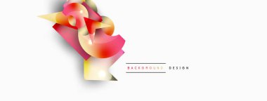 Minimum geometrik soyut arkaplan. İlkel şekiller kompozisyon arkaplanı. Duvar kağıdı, afiş, arkaplan veya iniş için moda tekno iş şablonu