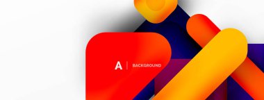 Renkli geometrik şekiller çizgiler, kareler ve üçgenler. Duvar kağıdı, pankart veya iniş sayfası için soyut arkaplan