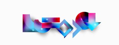 Dinamik bileşim, parlak geometrik şekiller soyut arkaplan. Duvar kağıdı, afiş, arkaplan veya iniş için moda tekno iş şablonu