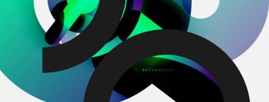 Yuvarlak şekiller daireler ve diğer geometrik şekiller. Duvar kağıdı afişi arkaplan kartı veya iniş sayfası için vektör illüstrasyonu