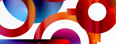 Minimum geometrik soyut arkaplan. Çember, çizgi ve yuvarlak şekiller tasarımı. Duvar kağıdı, afiş, arkaplan veya iniş için moda tekno iş şablonu
