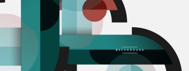 Geometrik şekiller bileşim soyut arkaplan. Çember çizgileri ve dikdörtgenler. Duvar kağıdı afişi veya iniş sayfası için vektör illüstrasyonu