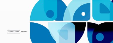 Renkli minimetrik geometrik soyut arkaplan. Yuvarlak elementlerle üçgen şekli, daireler. Duvar kağıdı, afiş, arkaplan veya iniş için moda tekno iş şablonu