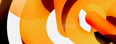 Yuvarlak şekiller daireler ve diğer geometrik şekiller. Duvar kağıdı afişi arkaplan kartı veya iniş sayfası için vektör illüstrasyonu