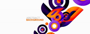 Soyut yuvarlak şekiller arka plan. Minimalist dekorasyon. Çemberleri ve halkaları olan geometrik arkaplan