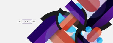 Geometrik şekiller bileşim soyut arkaplan. Çember çizgileri ve dikdörtgenler. Duvar kağıdı afişi veya iniş sayfası için vektör illüstrasyonu