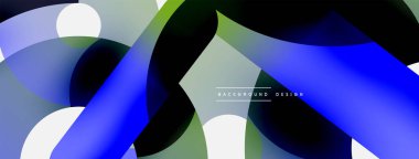 Yuvarlak şekiller daireler ve diğer geometrik şekiller. Duvar kağıdı afişi arkaplan kartı veya iniş sayfası için vektör illüstrasyonu