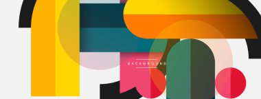 Geometrik şekiller bileşim soyut arkaplan. Çember çizgileri ve dikdörtgenler. Duvar kağıdı afişi veya iniş sayfası için vektör illüstrasyonu