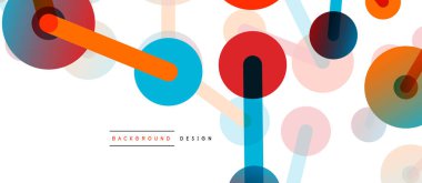 Soyut arkaplan. Yuvarlak noktalar çizgilerle birleşti. Duvar kağıdı, afiş, arkaplan veya iniş için moda tekno iş şablonu