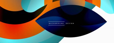 Renkli geometrik şekilli soyut arkaplan. Yuvarlak şekilli, daire ve çizgilerle çok güzel bir arka plan. Geometrik tasarım. Vektör illüstrasyonu