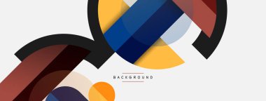 Geometrik şekiller bileşim soyut arkaplan. Çember çizgileri ve dikdörtgenler. Duvar kağıdı afişi veya iniş sayfası için vektör illüstrasyonu