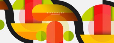 Yuvarlak geometrik şekiller çizgiler ve daireler. Duvar kağıdı afişi ya da iniş sayfası için vektör şablonu