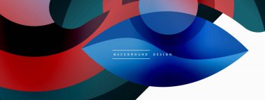 Renkli geometrik şekilli soyut arkaplan. Yuvarlak şekilli, daire ve çizgilerle çok güzel bir arka plan. Geometrik tasarım. Vektör illüstrasyonu