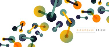 Çizgi noktaları geometrik soyut arkaplan bağlantıları. Çizgilerle birbirine bağlı çemberler. Duvar kağıdı, afiş, arkaplan veya iniş için moda tekno iş şablonu